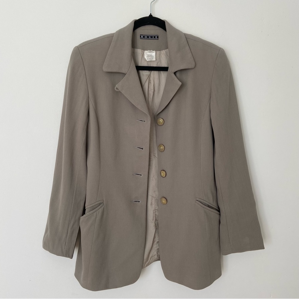 Vintage Rouie 100% Wool Blazer in Taupe Grey size 6 Made in Canada